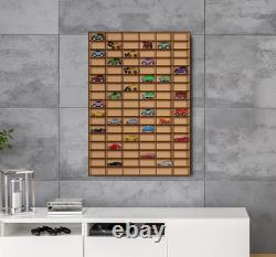Car Display Case 102+ Matchbox Model 1/64 Diecast Wheels Wood Hot Wall Cabinet