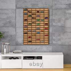 Car Display Case 102+ Matchbox Model 1/64 Diecast Wheels Wood Hot Wall Cabinet