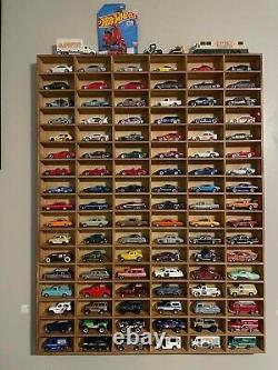 Car Display Case 102+ Matchbox Model 1/64 Diecast Wheels Wood Hot Wall Cabinet