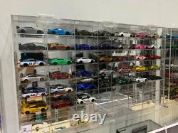 Car Display Case 56 Pcs Matchbox Model Toy 1/64 Diecast with Door Acrylic Cabinet