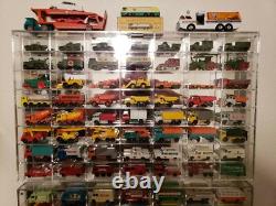 Car Display Case 56 Pcs Matchbox Model Toy 1/64 Diecast with Door Acrylic Cabinet