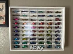 Car Display Case 60 Pcs White Matchbox Model 1/64 Diecast Wood Rack Wall Cabinet