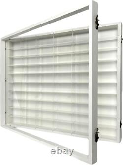 Car Display Case 60 Pcs White Matchbox Model 1/64 Diecast Wood Rack Wall Cabinet