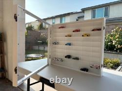 Car Display Case 60 Pcs White Matchbox Model 1/64 Diecast Wood Rack Wall Cabinet