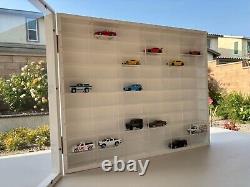 Car Display Case 60 Pcs White Matchbox Model 1/64 Diecast Wood Rack Wall Cabinet