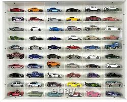 Car Display Case 60 Pcs White Matchbox Model 1/64 Diecast Wood Rack Wall Cabinet