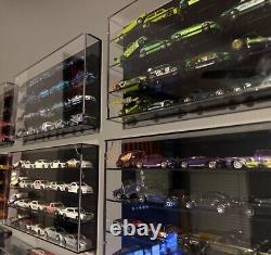 Car Display Case 64 Pcs Acrylic & Black Wheels Matchbox Model 1/64 Diecast Rack