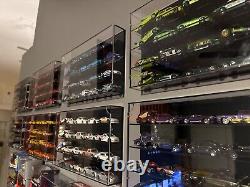 Car Display Case 64 Pcs Acrylic & Black Wheels Matchbox Model 1/64 Diecast Rack