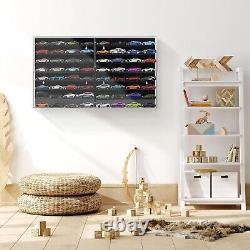 Car Display Case 64 Pcs Acrylic & Black Wheels Matchbox Model 1/64 Diecast Rack