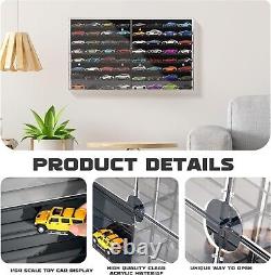 Car Display Case 64 Pcs Acrylic & Black Wheels Matchbox Model 1/64 Diecast Rack
