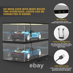 Car Display Case Acrylic 24 in x 12 in LED Light 1/8 Rack 1/12 Model Diecast Box