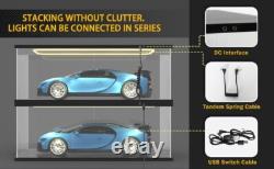Car Display Case Acrylic 24 in x 12 in LED Light 1/8 Rack 1/12 Model Diecast Box