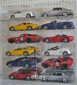 Car Display Case Acrylic Mirrored 12 Pcs Hot Diecast 1/18 Model Wheels Cabinet