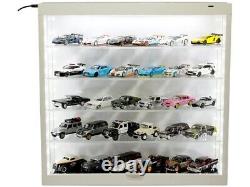 Car Display Case Acrylic White LED Light 5 Tier Matchbox Model 1/64 1/43 Cabinet