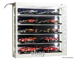 Car Display Case Acrylic White LED Light 5 Tier Mirrored Model 1/64 1/43 Cabinet