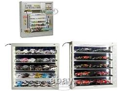 Car Display Case Acrylic White LED Light 5 Tier Mirrored Model 1/64 1/43 Cabinet