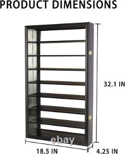 Car Display Case Black 16 Pcs Mirrored Diecast Model 1/24 Shelf Wall Toy Cabinet