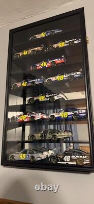 Car Display Case Black 16 Pcs Mirrored Diecast Model 1/24 Shelf Wall Toy Cabinet