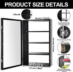 Car Display Case Black 4 Tier Diecast 1/18 Model Mirrored Wall Wood Rack Cabinet