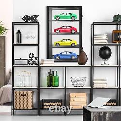 Car Display Case Black 4 Tier Diecast 1/18 Model Mirrored Wall Wood Rack Cabinet