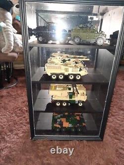 Car Display Case Black 4 Tier Diecast 1/18 Model Mirrored Wall Wood Rack Cabinet