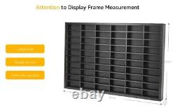 Car Display Case Black 60+ Matchbox Model 1/64 Diecast Wheels Wood Frame Cabinet