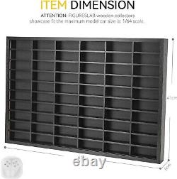Car Display Case Black 60+ Matchbox Model 1/64 Diecast Wheels Wood Frame Cabinet