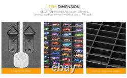 Car Display Case Black 60+ Matchbox Model 1/64 Diecast Wheels Wood Frame Cabinet