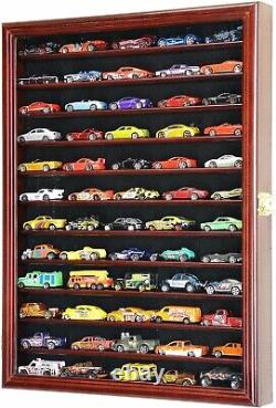 Car Display Case Cherry 12 Shelves Matchbox Model 1/64 Diecast Wood Rack Cabinet