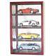 Car Display Case Cherry 4 Pcs Diecast 1/18 Model Wood Shelf Mirrored Toy Cabinet