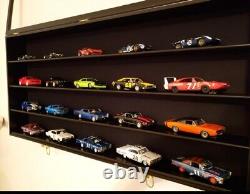 Car Display Case Oak 20 Pcs Diecast Model 1/24 Scale Wood Nascar Shelf Cabinet