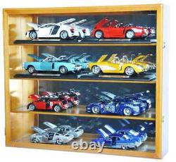 Car Display Case Oak 8 Pcs Model Diecast 1/18 Wood Rack Shelf Mirrored Cabinet