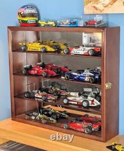Car Display Case Oak 8 Pcs Model Diecast 1/18 Wood Rack Shelf Mirrored Cabinet