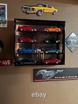 Car Display Case Oak 8 Pcs Model Diecast 1/18 Wood Rack Shelf Mirrored Cabinet