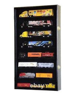 Car Display Case Trailer Truck Rig Black Diecast 1/64 Scale Hauler Toy Cabinet