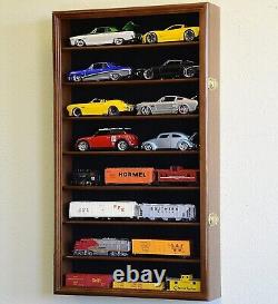 Car Display Case Walnut 16 Pcs Diecast 1/24 Scale 124 Collection Shelf Cabinet