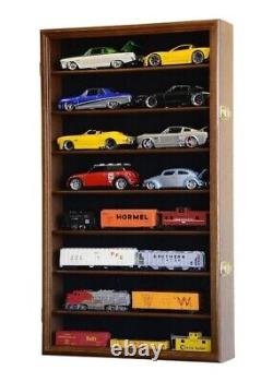 Car Display Case Walnut 16 Pcs Diecast 1/24 Scale 124 Collection Shelf Cabinet