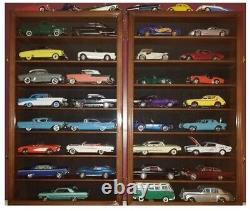 Car Display Case Walnut 16 Pcs Diecast 1/24 Scale 124 Collection Shelf Cabinet