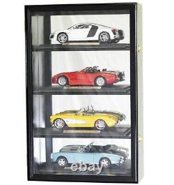 Car Display Case Walnut 4 Pcs Diecast 1/18 Model Collection Shelf Mirror Cabinet