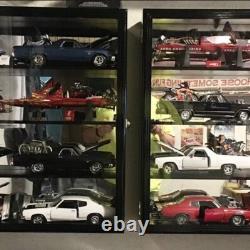 Car Display Case Walnut 4 Tier Diecast 1/18 Model Mirrored Wood Wall Toy Cabinet