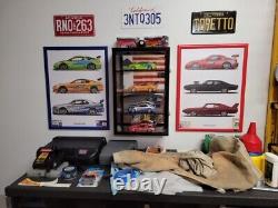 Car Display Case Walnut 4 Tier Diecast 1/18 Model Mirrored Wood Wall Toy Cabinet