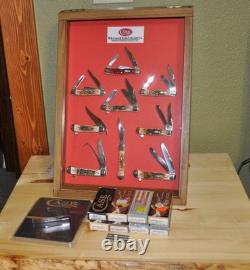 Case Knife Store Display Retail Case With 9 Knives Amber Bone Stockman