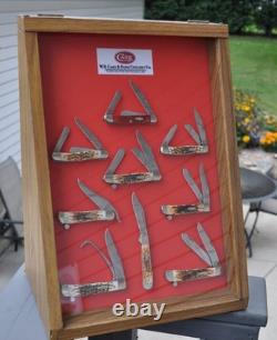 Case Knife Store Display Retail Case With 9 Knives Amber Bone Stockman