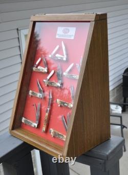 Case Knife Store Display Retail Case With 9 Knives Amber Bone Stockman