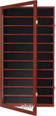 Challenge Coin Display Case 11 Row Mahogany Military Cabinet Shadow Box Rack