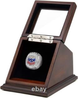 Championship Ring Display Case Mahogany Wood 7 Pcs NFL NBA Storage Shadow Box
