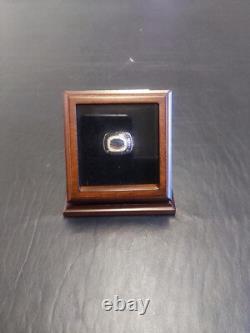 Championship Ring Display Case Mahogany Wood 7 Pcs NFL NBA Storage Shadow Box