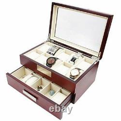 Cherry Oak Wood 20 Slot Watch display case and Jewelry Box Storage Organizer