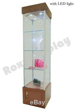Cherry Tower Showcase Display Store Fixture Assembled With LED Lights #SC-WL18CH