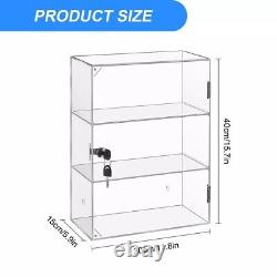 Choowin Clear Acrylic Display Case with Lock Key Lockable Countertop Display Cas